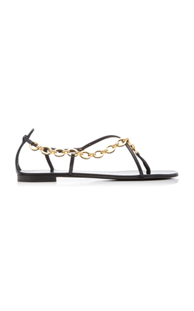Shop Giuseppe Zanotti Chain-embellished Leather Sandals In Black