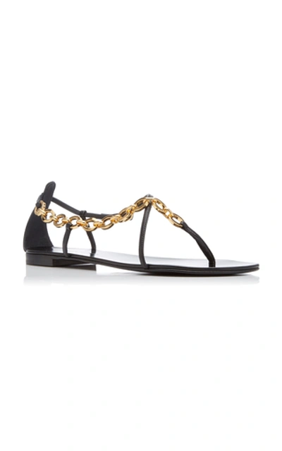 Shop Giuseppe Zanotti Chain-embellished Leather Sandals In Black