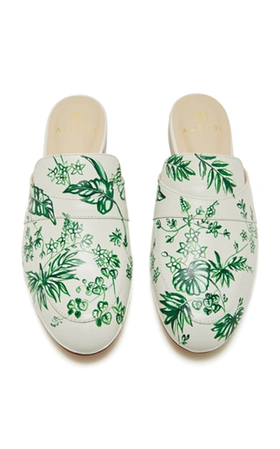 Shop Alepel M'o Exclusive: Emerald Jungle Mules In White