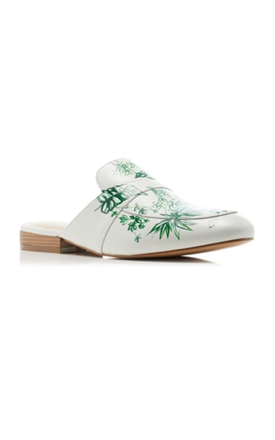 Shop Alepel M'o Exclusive: Emerald Jungle Mules In White