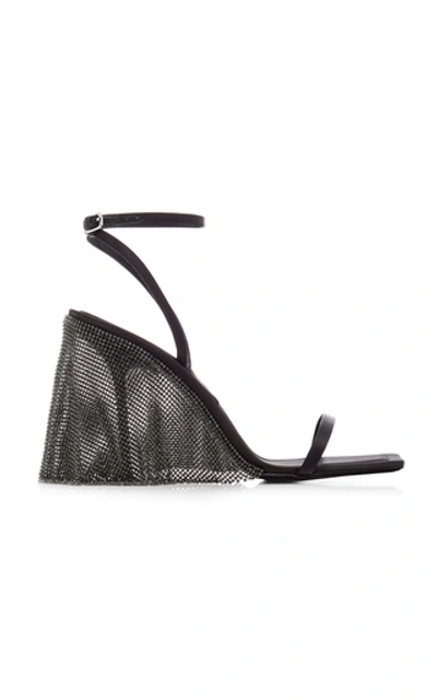Shop Alexander Wang Blake Crystal-embellished Satin Sandals In Black