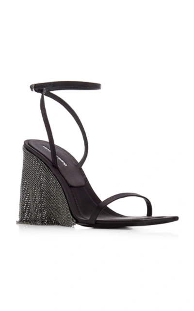 Shop Alexander Wang Blake Crystal-embellished Satin Sandals In Black