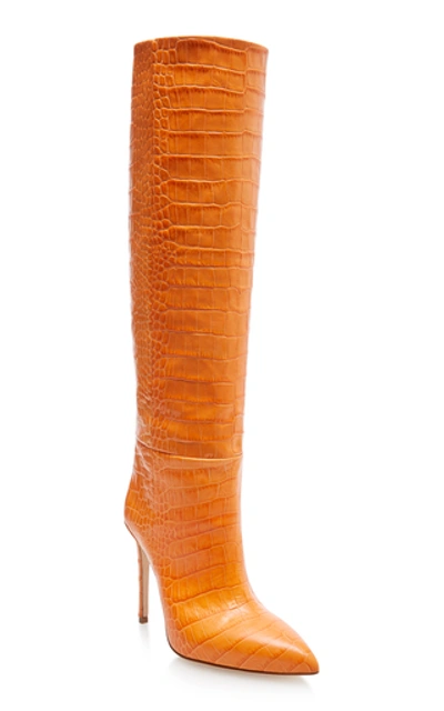 Shop Paris Texas Croc-embossed Leather Boots In Orange