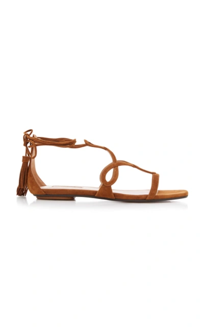 Shop Aquazzura Gitana Suede Sandals In Brown