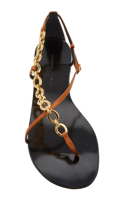 Shop Giuseppe Zanotti Chain-embellished Leather Sandals In Brown