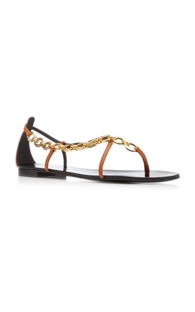 Shop Giuseppe Zanotti Chain-embellished Leather Sandals In Brown