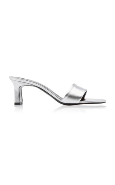Shop Simon Miller Solo Leather Mules In Silver