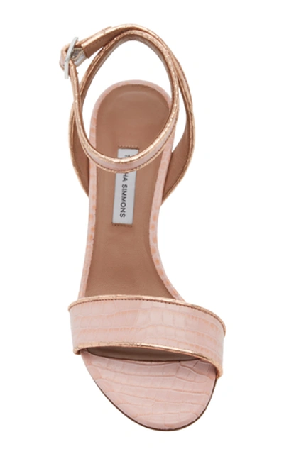Shop Tabitha Simmons Leticia Croc-embossed Leather Sandals In Pink