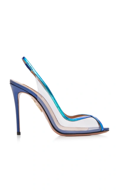 Shop Aquazzura Temptation Pvc Peep-toe Heels In Multi