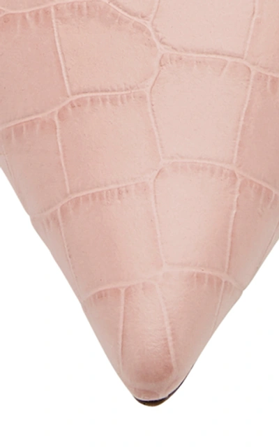 Shop Jimmy Choo Rav Croc-effect Leather Mules In Pink