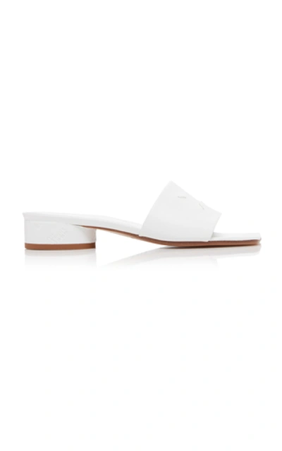Shop Maison Margiela Embroidered Leather Sandals In White