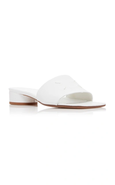 Shop Maison Margiela Embroidered Leather Sandals In White