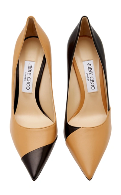 Shop Jimmy Choo Love Two-tone Leather Pumps In Brown