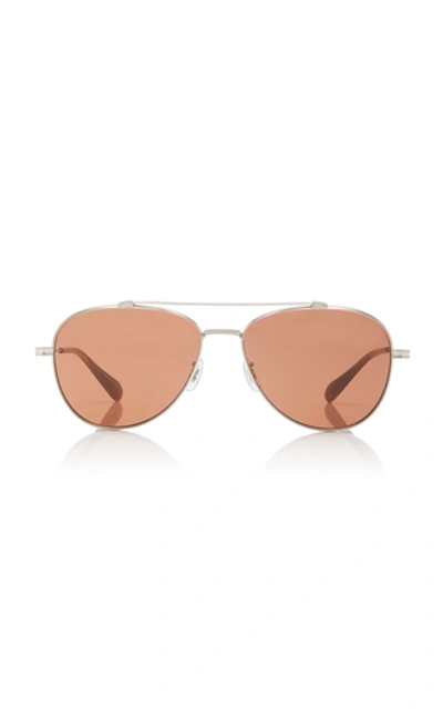 Shop Oliver Peoples Rikson Aviator Sunglasses In Silver