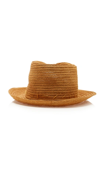 Shop Albertus Swanepoel Woven Hemp Fedora In Gold