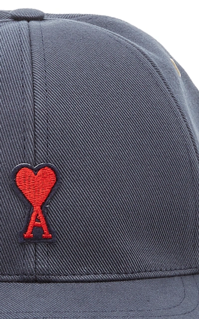 Shop Ami Alexandre Mattiussi Embroidered Denim Hat In Navy