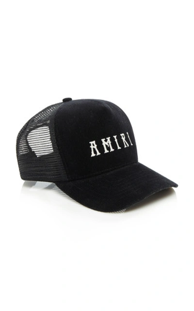 Shop Amiri Cotton-corduroy Trucker Hat In Black