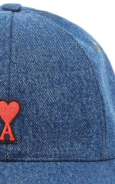 Shop Ami Alexandre Mattiussi Embroidered Denim Hat In Blue