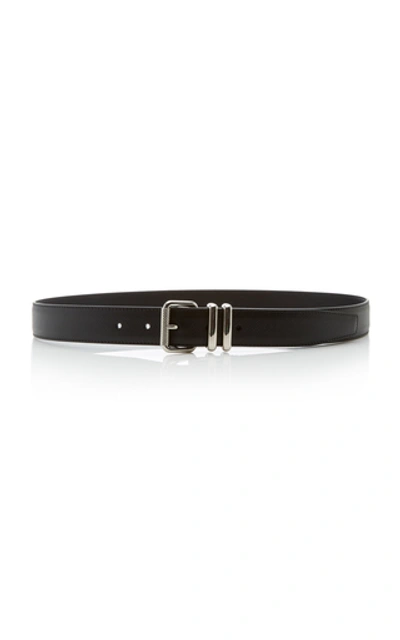 Shop Prada Textured-leather Belt In Black