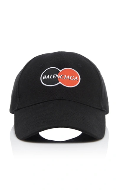 Shop Balenciaga Logo-embroidered Cotton Hat In Black