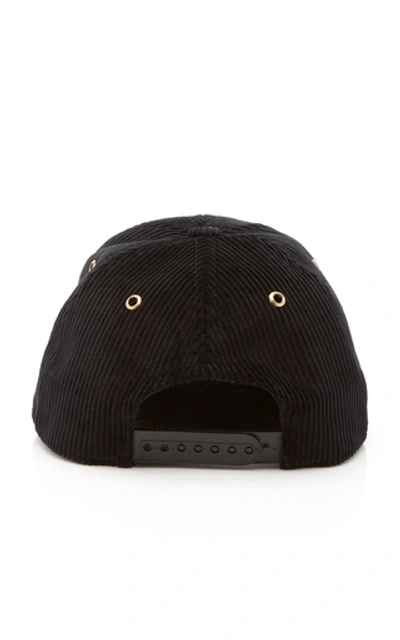 Shop Ami Alexandre Mattiussi Embroidered Cotton-corduroy Hat In Black