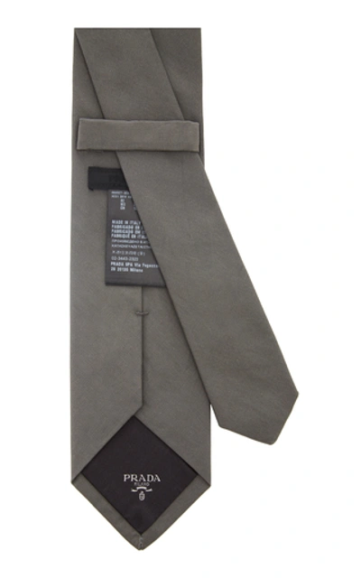 Shop Prada Logo-detailed Poplin Tie In Grey