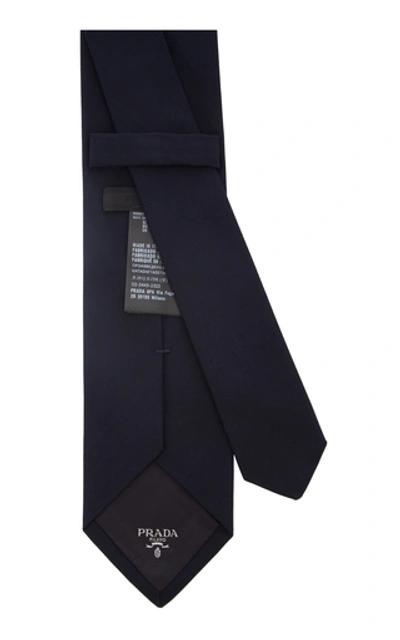 Shop Prada Logo-detailed Poplin Tie In Navy