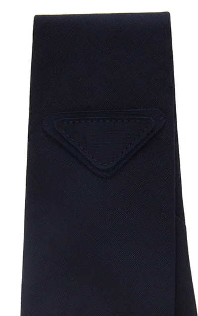 Shop Prada Logo-detailed Poplin Tie In Navy