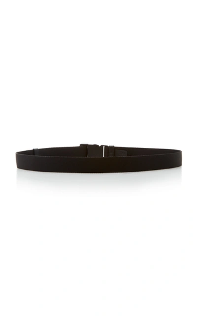 Shop Prada Matte Leather Buckle Belt In Black