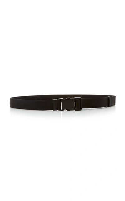 Shop Prada Matte Leather Buckle Belt In Black