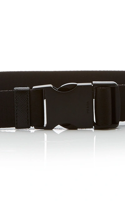 Shop Prada Matte Leather Buckle Belt In Black