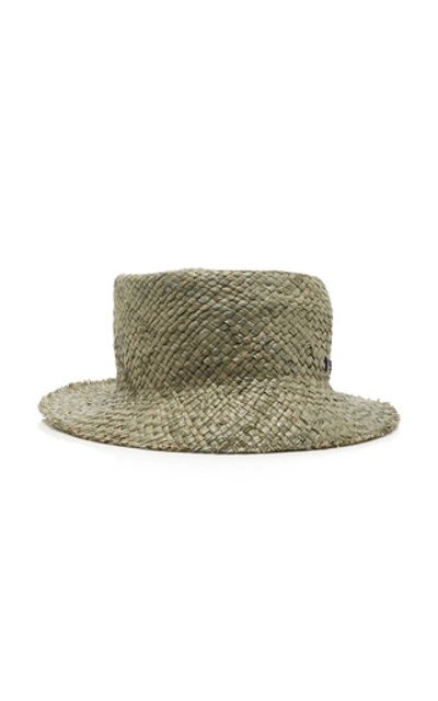 Shop Albertus Swanepoel Woven Straw Fedora In Grey