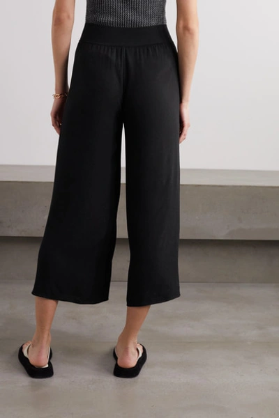 Shop Theory Cropped Crepe Wide-leg Pants In Black