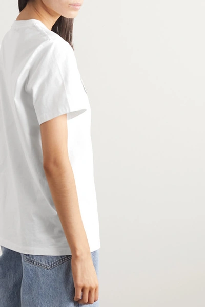 Shop Ganni Printed Cotton-jersey T-shirt In White