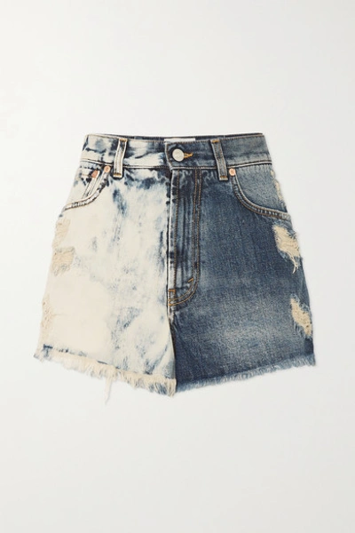 Shop Givenchy Distressed Tie-dyed Denim Shorts In Blue