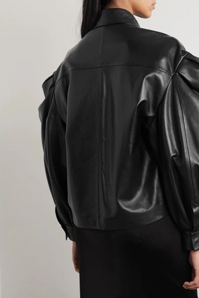 Shop Valentino Cropped Leather Jacket In Black
