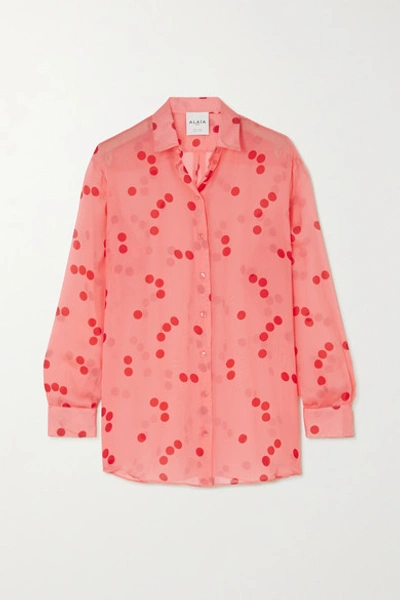 Shop Alaïa Edition Polka-dot Silk-chiffon Blouse In Pink