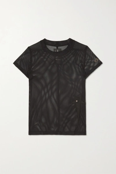 Shop Rick Owens + Champion Appliquéd Mesh T-shirt In Black
