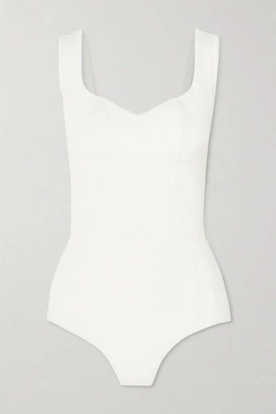 Shop Alaïa Stretch-knit Bodysuit In White