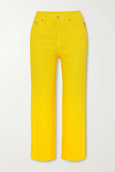 Shop Denimist Pierce Cropped High-rise Straight-leg Jeans In Yellow