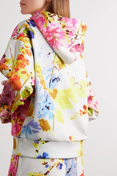 Shop Dries Van Noten Floral-print Cotton-jersey Hoodie In Ecru