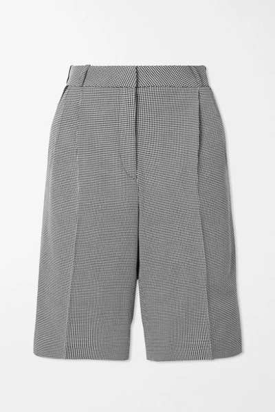 Shop Coperni Houndstooth Cotton Shorts In Black