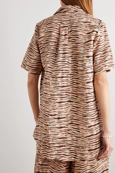 Shop Faithfull The Brand + Net Sustain Charlita Tiger-print Linen Shirt In Brown