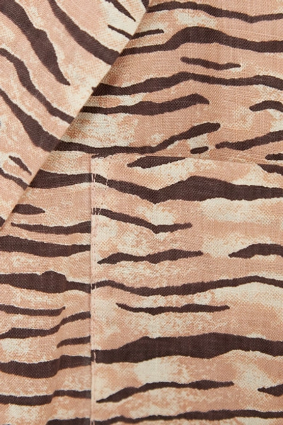 Shop Faithfull The Brand + Net Sustain Charlita Tiger-print Linen Shirt In Brown