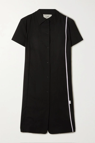 Shop Coperni Striped Wool-crepe Shirt Dress In Black