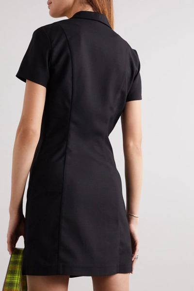 Shop Coperni Striped Wool-crepe Shirt Dress In Black