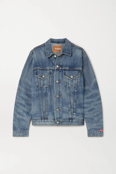 Shop Denimist Agnes Distressed Denim Jacket In Mid Denim