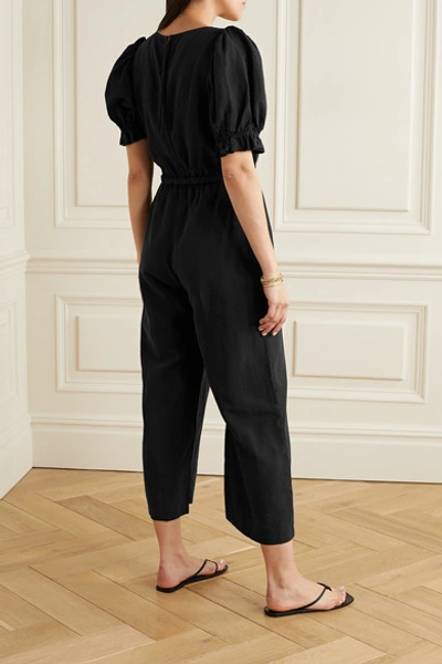 Shop Apiece Apart Chabrol Belted Wrap-effect Tencel And Linen-blend Jumpsuit In Black