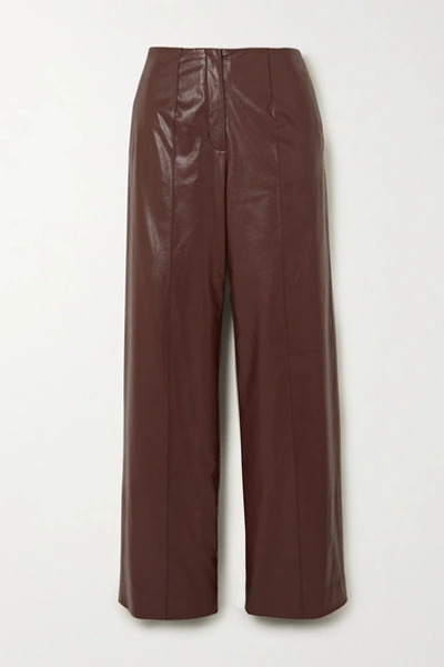 Shop Aleksandre Akhalkatsishvili Belted Faux Leather Straight-leg Pants In Brown