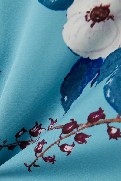 Shop Diane Von Furstenberg Kara Floral-print Stretch-cady Midi Skirt In Blue